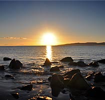Sunset over Hawley Beach, Tasmania